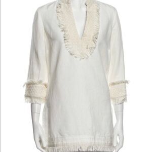 💙 Tory Burch White Fringe Tunic Top